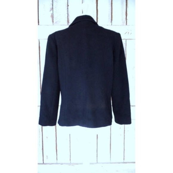 Vintage 90s black wool double breasted pea coat jacket black wool coat - Picture 7 of 8